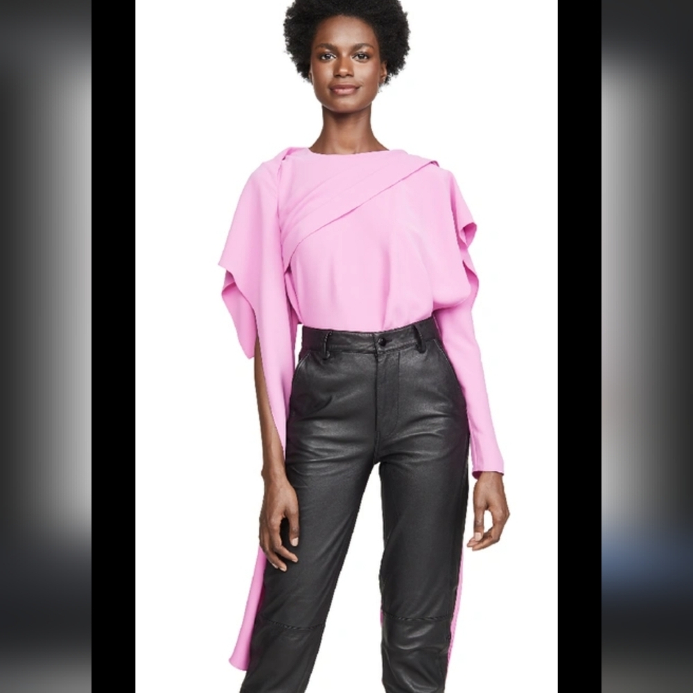 Awake Pink Draped Long-Sleeve Blouse